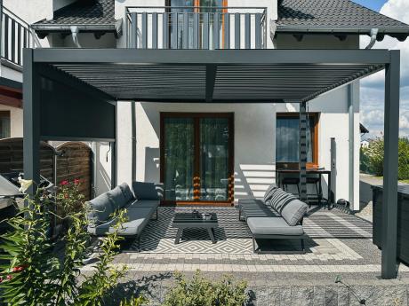Aluminiowa pergola na taras 3x4 wolnostojąca Lufel 2.0 - Antracite