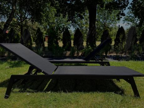 Aluminiowe leżaki ogrodowe na kółkach z regulacją oparcia Tebu - Black 2szt.