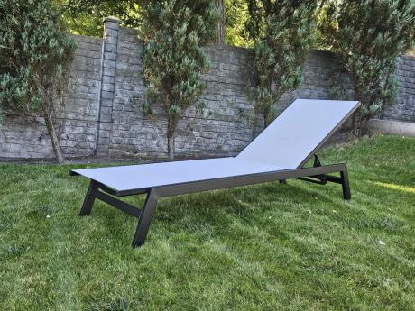 Aluminiowe leżaki ogrodowe z regulowanymi oparciami Erebu - Silver + Black 2szt.