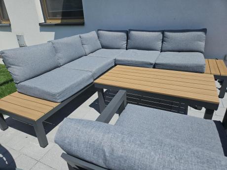 Aluminiowy narożnik na taras z fotelem - Calamba Corner - Grey