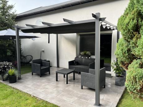 Antracytowa pergola tarasowa 3x4 aluminium Kirn 2.0 Szary