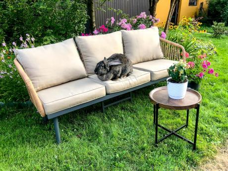 Beżowa trzyosobowa sofa na taras 182 cm Postigo