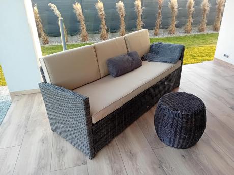 Brązowa sofa ogrodowa z technorattanu 185cm Cofete – Brown