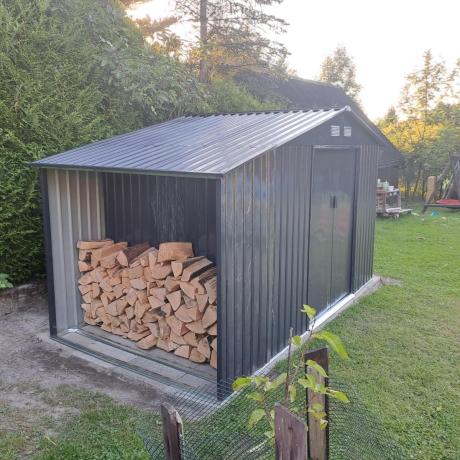 Domek ogrodowy z drewutnią Wipper 342x191cm (4,8m2) – Antracyt