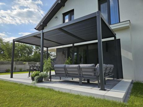 Duża pergola tarasowa 3x6 z lamelami Lufel 2.0 - Antracite