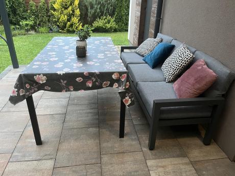 Duża sofa trzyosobowa na taras Calamba 193cm - aluminium Grey