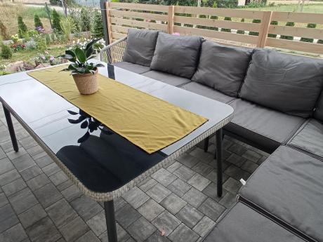 Duży narożnik na taras z wysokim stołem - rope style Postigo Corner XXL - Light Grey