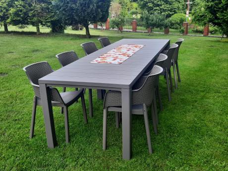 Duży zestaw tarasowy 12 foteli i stół Meblobranie EJD12 cappuccino