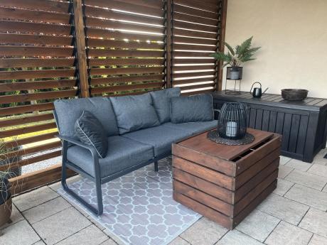 Grafitowa sofa trzyosobowa na taras 173cm Ater - Dark Grey
