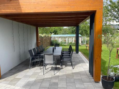 Grafitowe meble ogrodowe z rozkładanym stołem 200-300cm + 12 krzeseł Azuro
