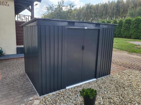 Grafitowy domek narzędziowy metalowy Ganner 261x181cm