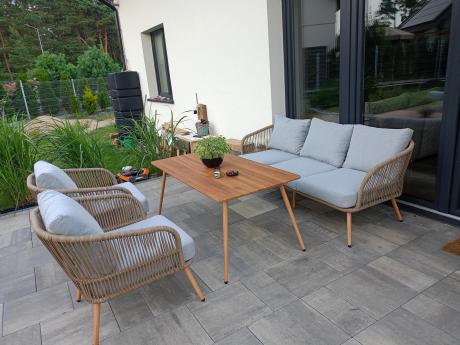 Meble ogrodowe wypoczynkowe na taras rope style Dona Light Grey