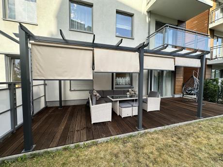 Komplet rolet zacieniających na ścianę 3m do pergoli Kirn 120x225 - Cream Grey - 2szt
