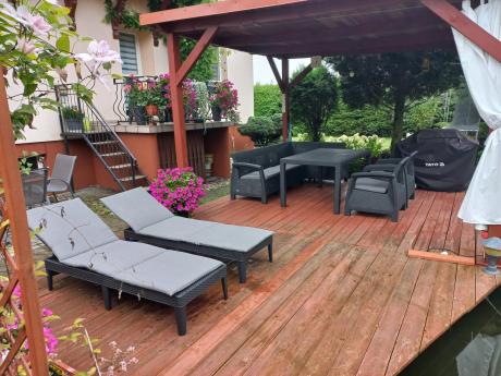 Leżak ogrodowy na taras Jaipur sunlounger grafitowy z poduszką