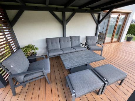 Meble ogrodowe dla 7 osób z regulowanym stolikiem - Tavaro Dining Plus Antracite