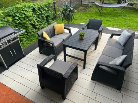 Meble Ogrodowe Meblobranie CTL7 z podnoszonym stolikiem Grafit