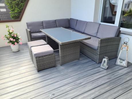 Meble ogrodowe obiadowe technorattan Cofete Dark Grey