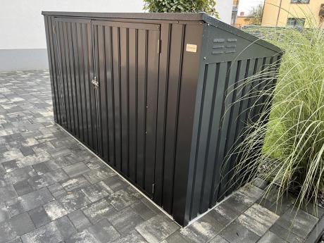 Metalowy schowek na pojemniki na odpady Lagger 237x101cm - Antracyt