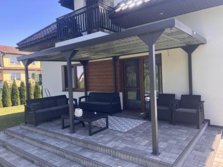 Nowoczesna jednospadowa wiata garażowa Gert 284x546cm - Antracyt
