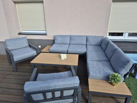Nowoczesne meble na taras - narożnik z fotelami - Calamba Corner - Grey