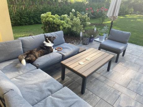 Nowoczesny narożnik modułowy na taras - Calamba Corner XL - Grey