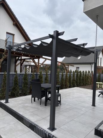 Zahradní pergola s textilní střechou Kirn 3x3 - šedá