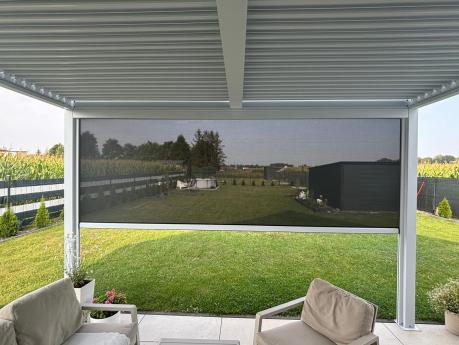 Roleta zacieniająca do pergoli tarasowej na ścianę 4m - Lufel - 377x236cm - White - 2025