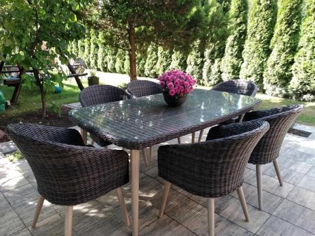 Stół i krzesła na taras technorattan Cioso Dining 6+1 - Antracyt