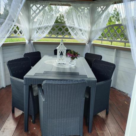 Meble ogrodowe stół 160x90cm i 6 krzeseł Meblobranie TG6 grafit