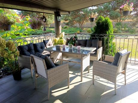 Szare meble ogrodowe z technorattanu Torino Grande - grey