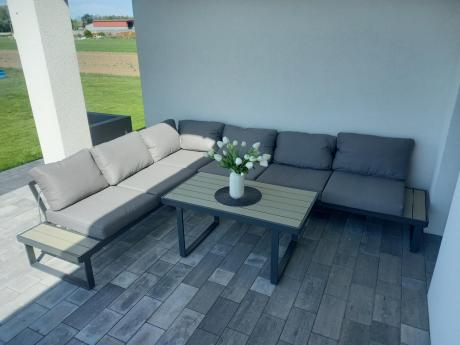 Szary modułowy narożnik na taras 280x220cm Panaon GG