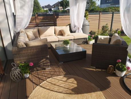 Technorattan meble ogrodowe Nilamito VIII Double Brown & Beige + fotel
