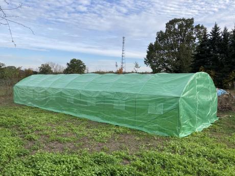 Tunel foliowy metalowy 4x12m z podwójnymi drzwiami na suwak – zielony