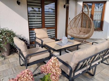 Zestaw mebli tarasowych - sofa 175cm, 2 fotele, stolik kawowy - Panaon Dining WB