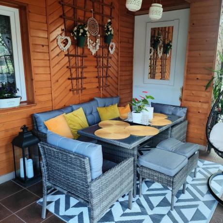 Zestaw mebli technorattanowych obiadowych z wysokim stołem Perata Dining - Dark Grey