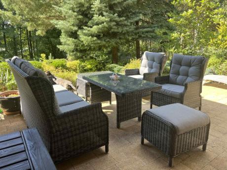 Zestaw mebli technorattanowych z regulowanymi fotelami Laritto Dining - Antracite