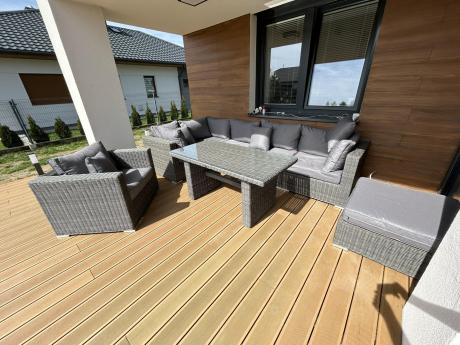 Zestaw narożny technorattan LIGURITO IX Plus Dark Grey + fotel