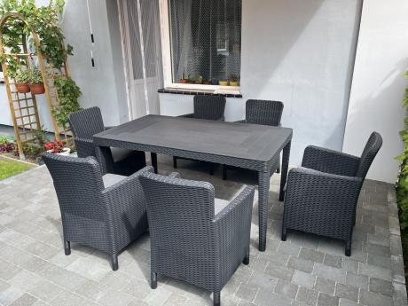 Zestaw ogrodowy dla 8 osób stół + fotele Meblobranie TG8 grafit