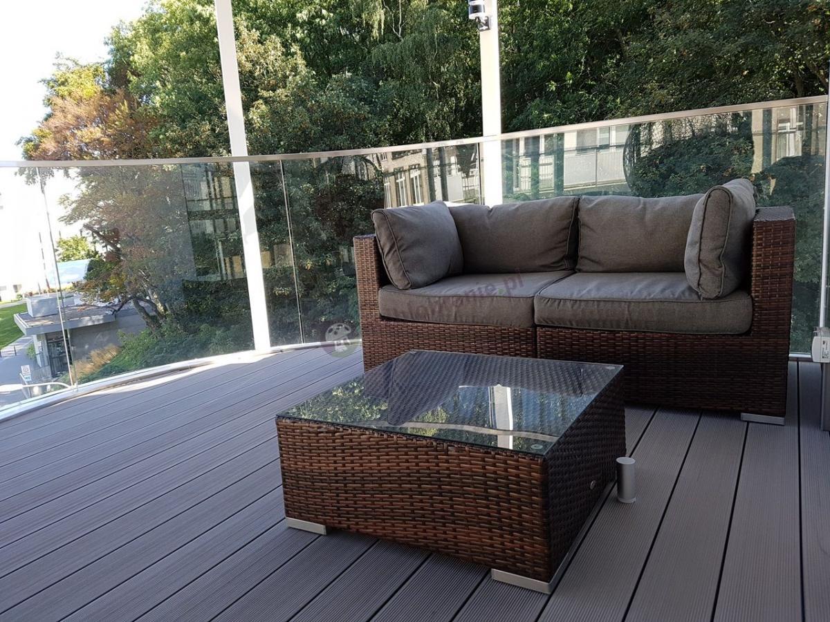 Zestawy balkonowe technorattan sofa modułowa i stolik Aranżacje