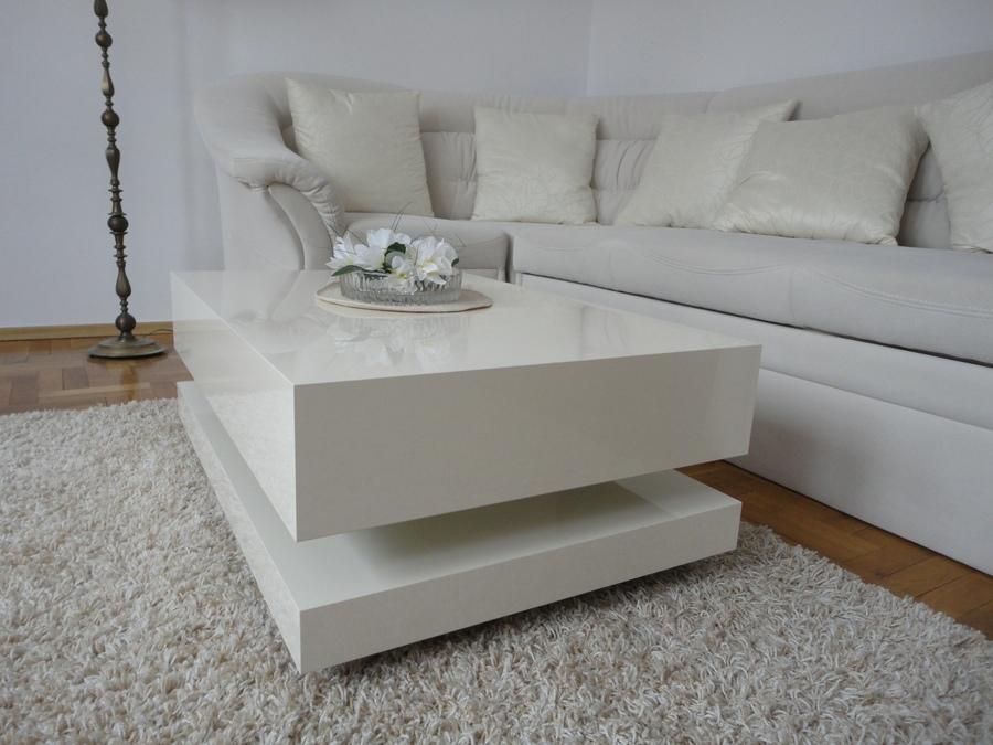 stolik kawowy z półką biały 