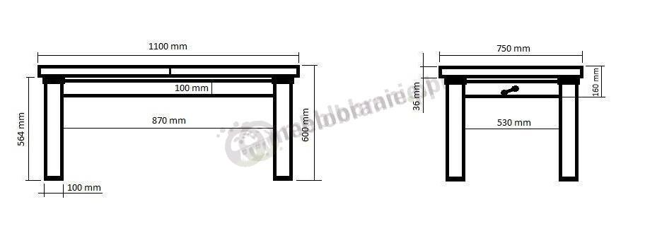 Wymiary ławy Kalifornia