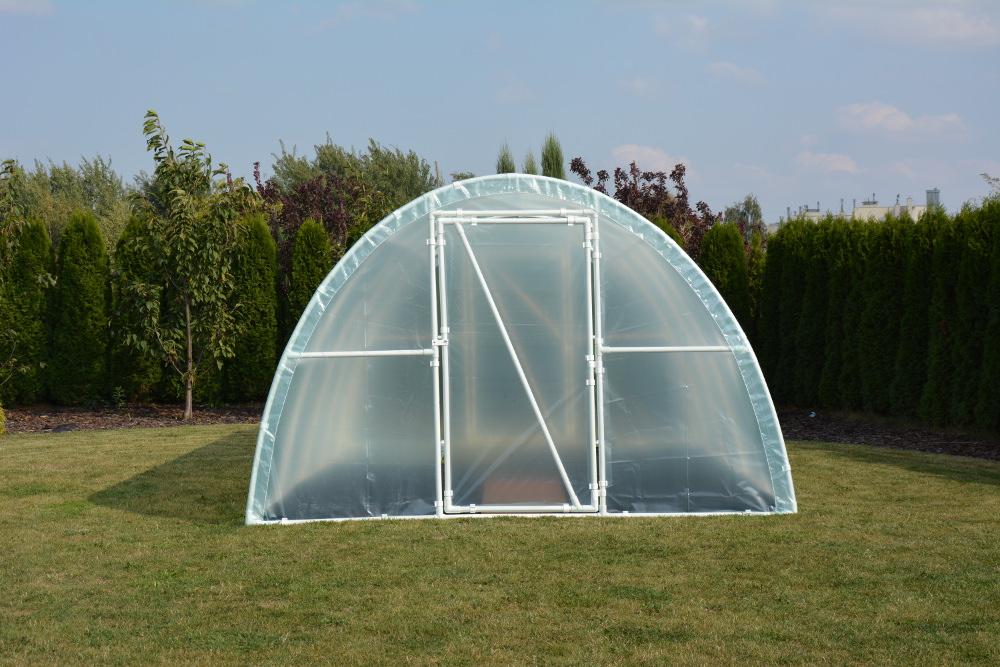 Tunel foliowy z drzwiami z dwóch stron biały PCV