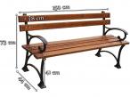 Ławka wymiary parkowa 150 cm Fiemar