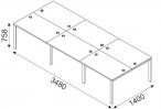 Biurko wielostanowiskowe Svenbox BG061 wymiary