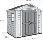 Szkic i wymiary domku ogrodowego Keter Factor 8x6