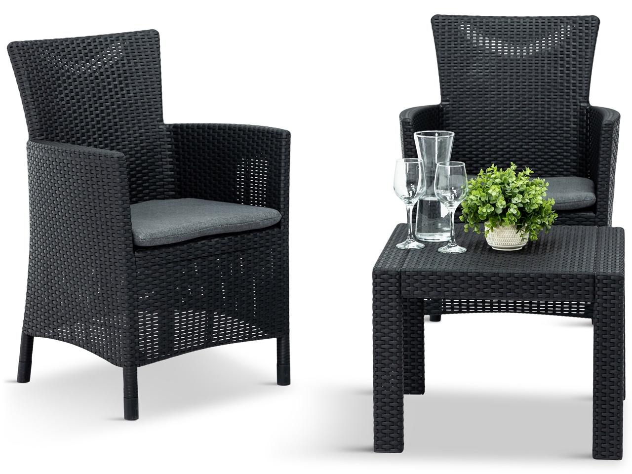 grafitowy zestaw balkonowy dla 2 osób rosario balcony