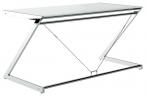 Białe nowoczesne biurko ze szklanym blatem 152x76cm Z-Line chrome