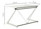 Biurko nowoczesne białe komputerowe szklane 122x76 cm Z-Line chrom