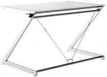 Biurko nowoczesne białe komputerowe szklane 122x76 cm Z-Line chrom