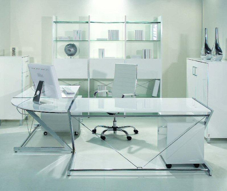 biurko białe szklane